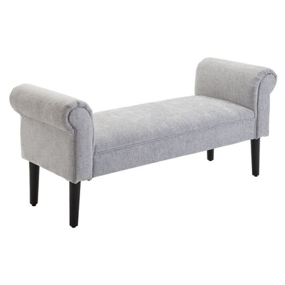 Modern Rolled Arm Bench Ottoman – Bed End Sofa Seat & Footrest for Bedroom/Entryway