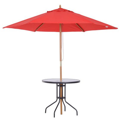 Stylish 80cm Outdoor Round Dining Table with Glass Top & Parasol Hole