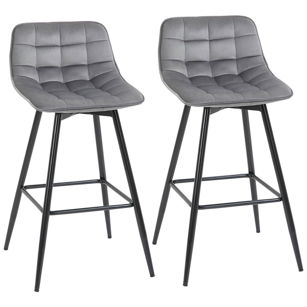 Set of 2 Velvet-Touch Kitchen Counter Chairs for Dining and Bar Stool Use