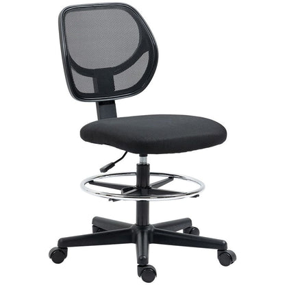 Black Draughtsman Chair with Adjustable Footrest Ring, Ideal for Office and Studio Use