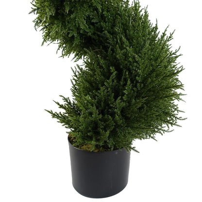 120cm Pair of Spiral Cypress Trees - Elegant Artificial Topiary Set