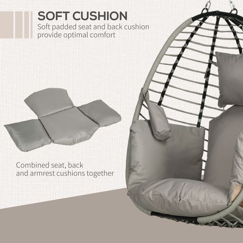 Cosy Hanging Egg Chair with Thick Cushion - Stylish Patio Relaxation