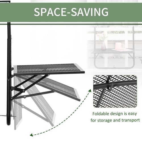 Balcony Hanging Table, Metal Wall Mount Desk, Adjust Black