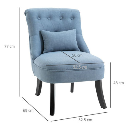 Fabric Dining Chair - Single Sofa, Upholstered with Pillow, Solid Wood Legs, Living Room