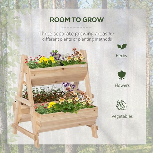 Elevated Wood Garden Bed Planter: 3-Tier A-Frame for Endless Growth