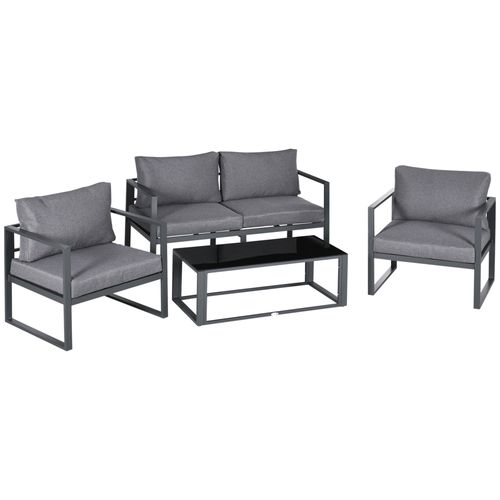 4-Piece Durable Aluminium Outdoor Sectional Sofa Set with Cushions