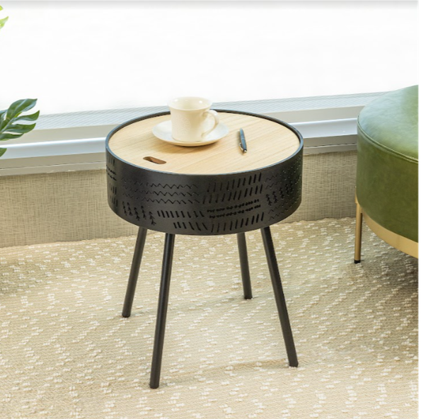 Lift-Top Round Side Table, Practical and Stylish