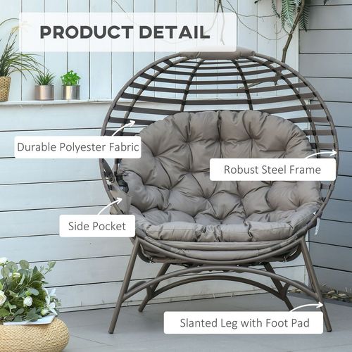 Stylish Egg Chair with Cushions & Side Pocket for Indoor/Outdoor Bliss