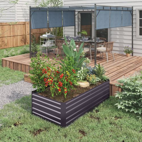 Steel Outdoor Raised Garden Bed - Durable & Spacious Dark Grey Design