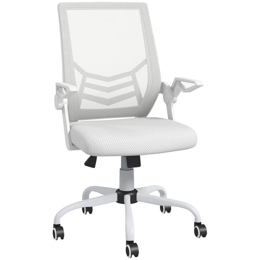 White Mesh Swivel Office Task Chair with Lumbar Support for Enhanced Comfort