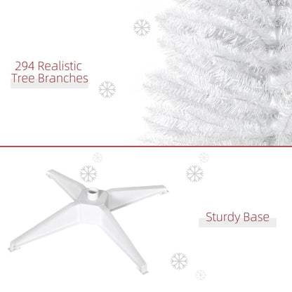 5FT Pencil Slim Artificial Christmas Tree with Sturdy Stand Tips in White