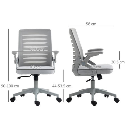 Grey Mesh Task Chair for Home Office with Lumbar Support and Armrests for Comfort