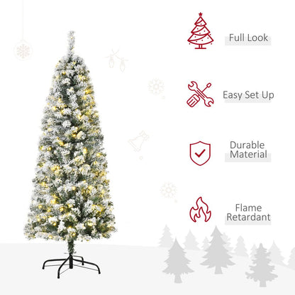 5ft Pre-Lit Snow Flocked Artificial Christmas Tree with Warm LED Lights