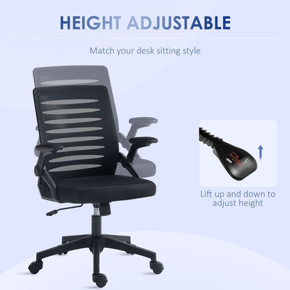 Black Mesh Task Chair for Home Office with Lumbar Support and Armrests for Comfort