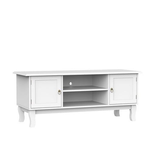 Ivory White MDF TV Stand Unit, Corner Table Design, Modern Look