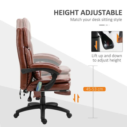 Brown Ergonomic Office Chair with 7 Massage Points, Headrest, Armrest, and Footrest for Comfort