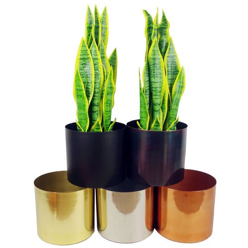 Metal Planter Plant Pot with Polished Copper Finish 20 x 18cm