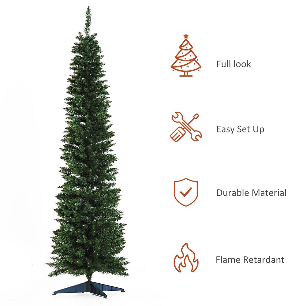 1.8m (6ft) Slim Tall Artificial Pine Pencil Christmas Tree - 390 Branch Tips