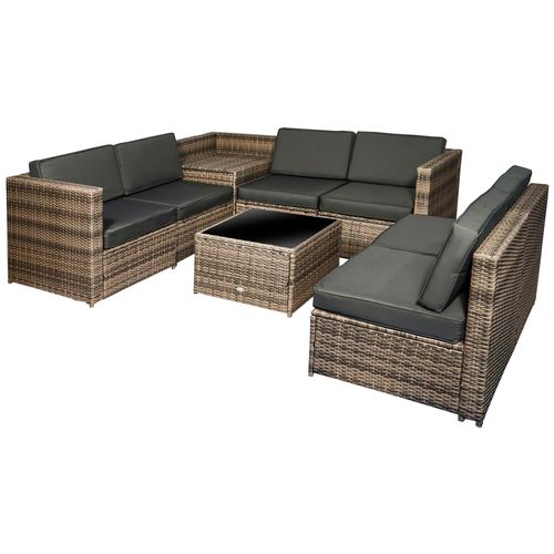 8-Piece Outdoor Rattan Sofa Set with Hidden Storage & Cushions