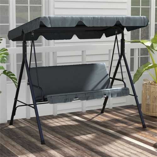 Deluxe 3-Seat Outdoor Patio Swing Chair with Adjustable Canopy