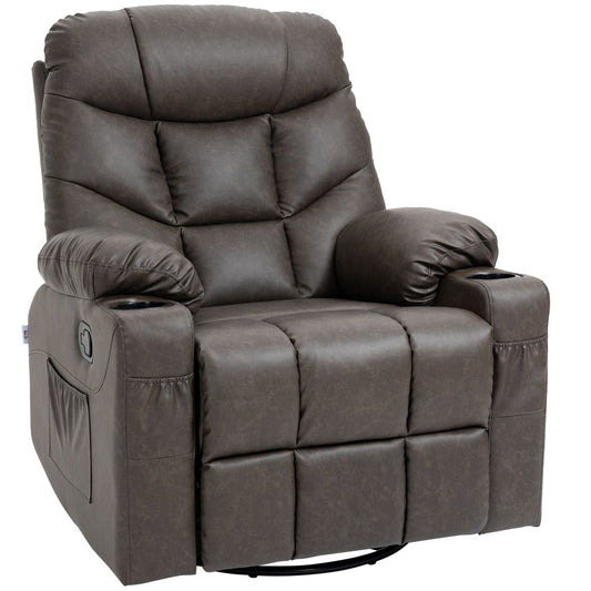 Brown PU Leather Manual Recliner Armchair for Comfortable Living Room Seating