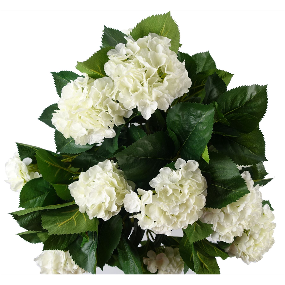 75cm Artificial White Hydrangea Bush Plant in Pot for a Chic Floral Indoor Display