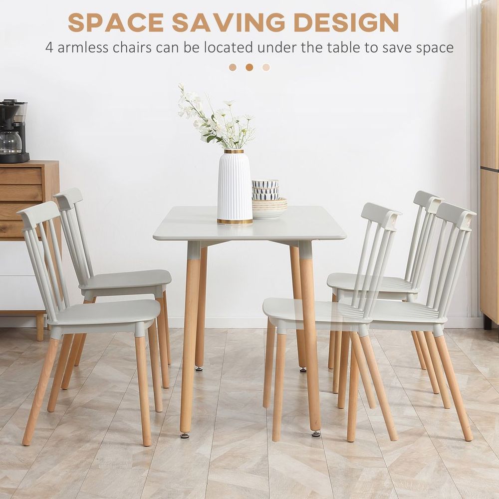 5-Piece Dining Table & Chairs Set with Wooden Legs for Compact Spaces