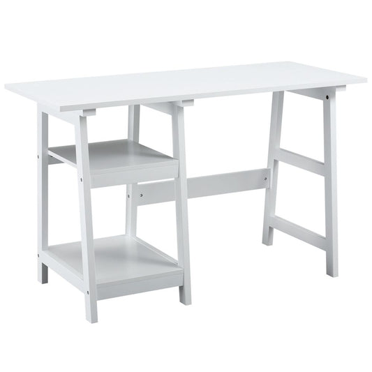 Computer Desk with Storage and Bookshelf, White PC Table Workstation