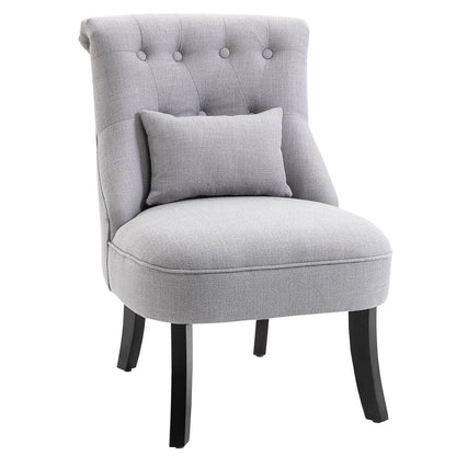 Fabric Dining Chair - Single Sofa, Upholstered with Pillow, Solid Wood Legs, Living Room