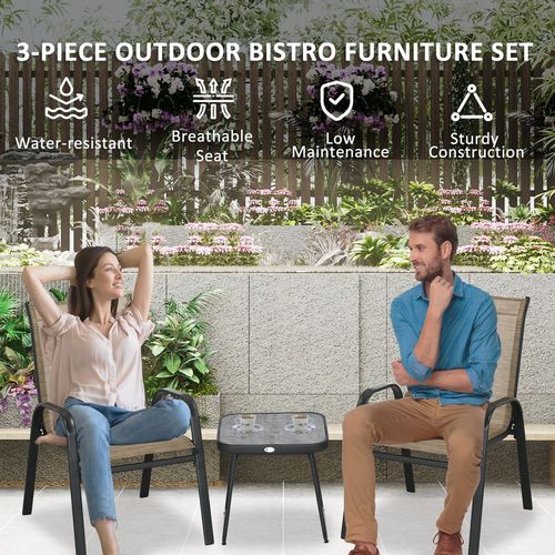 3-Piece Outdoor Bistro Set: Stylish Mesh Chairs & Sturdy Table