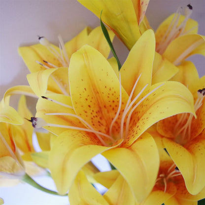 12 x 60cm Artificial Yellow Lily Stems - 144 Flowers