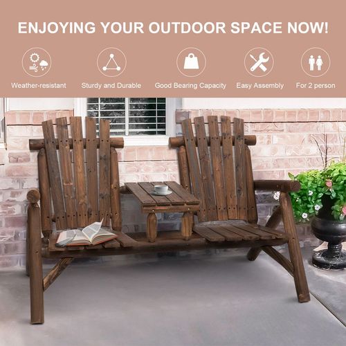 2-Seater Adirondack Patio Bench with Centre Table – Perfect for Relaxing Outdoors!