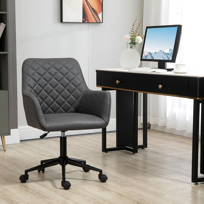 Argyle Office Chair with Leather-Feel Fabric for Home Study and Leisure on Wheels