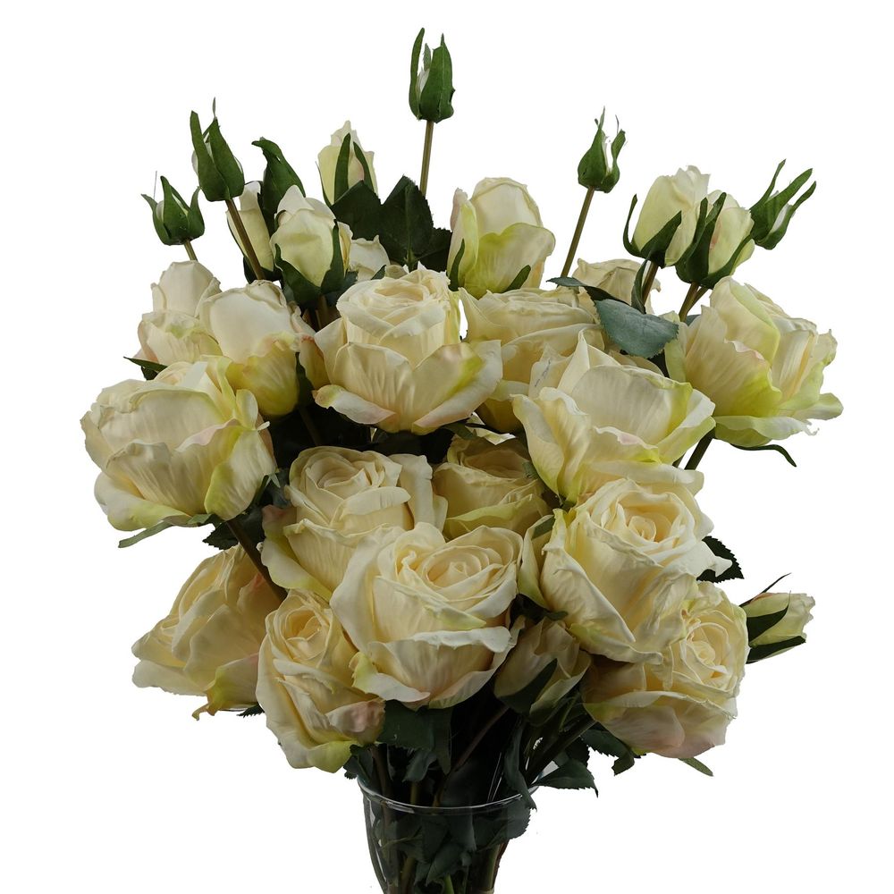 6 x 60cm Cream Rose Artificial Flower Sprays: 24 Flowers & 18 Buds