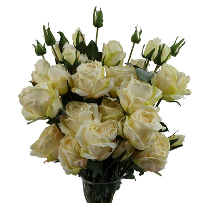 6 x 60cm Cream Rose Artificial Flower Sprays: 24 Flowers & 18 Buds