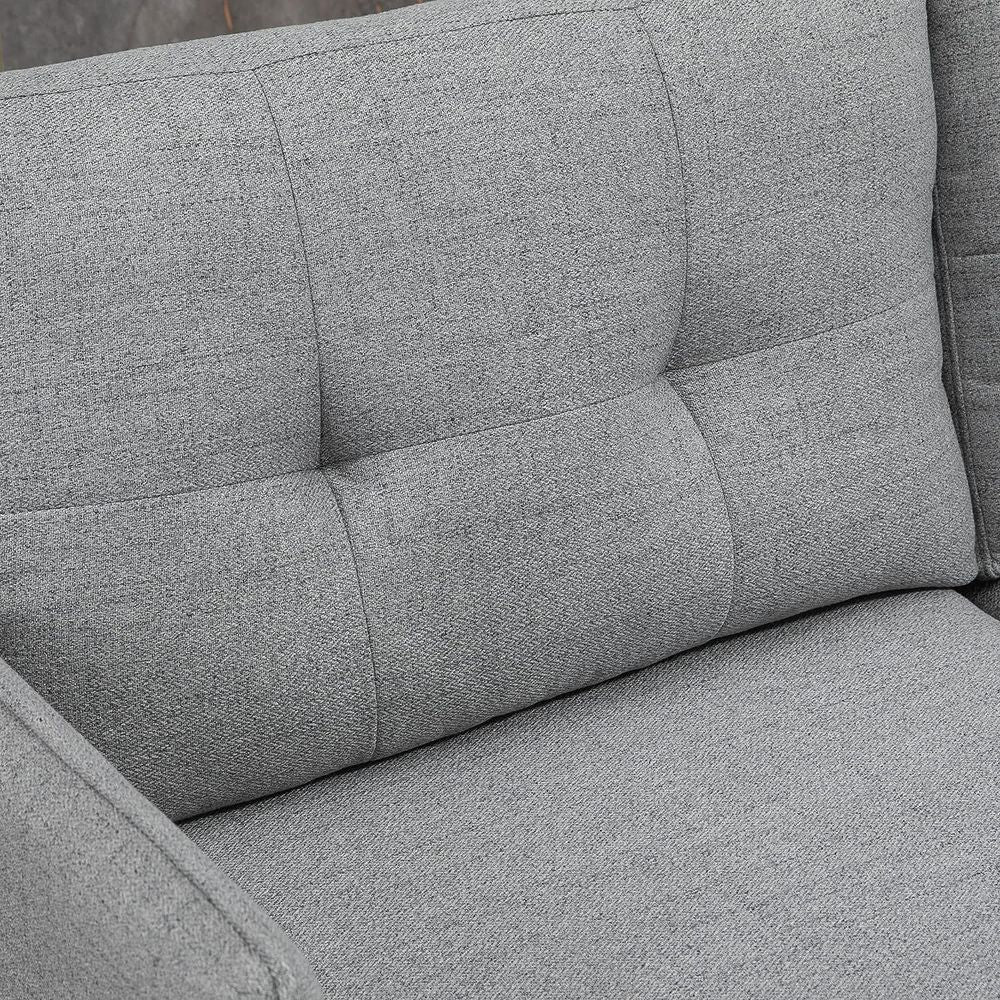 Grey Modern Upholstered Two-Seater Sofa for Living Room or Bedroom Comfort