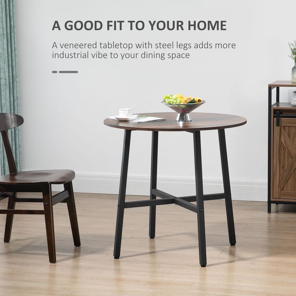 80cm Round Kitchen Table: Dining Table with Steel Legs for Small Spaces