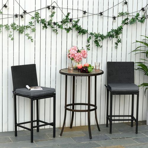 Dark Grey 45x45cm Outdoor Garden Seat Cushions with Secure Ties - Set of 2