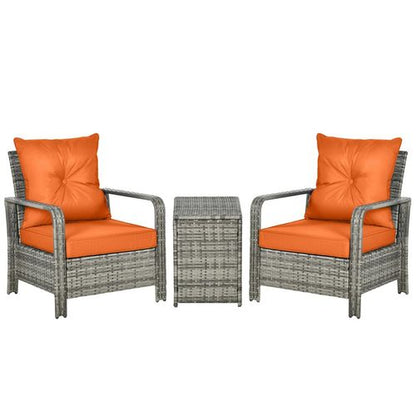 3-Piece PE Rattan Garden Sofa Set: Stylish Orange Chair & Table Duo