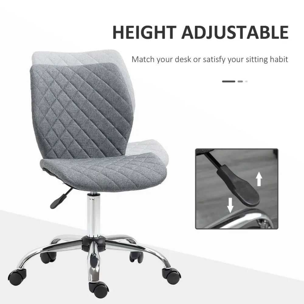 Grey Mid Back Ergonomic Office Chair with 360-Degree Swivel and Height Adjustment for Comfort