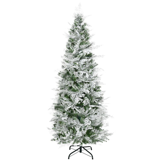 6FT Snow Flocked Artificial Christmas Tree with Pencil Shape for Festive Elegance
