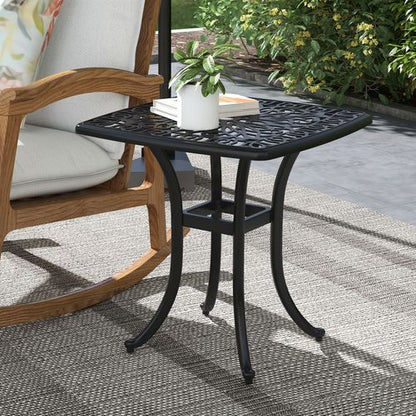 Elegant Cast Aluminium Bistro Table with Umbrella Hole - Black