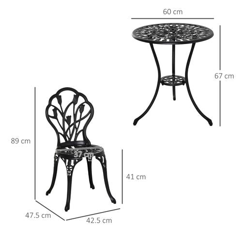 Vintage 3-Piece Cast Aluminium Bistro Set with Umbrella Hole