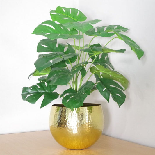 60cm Artificial Monstera Plant with Included Gold Metal Planter