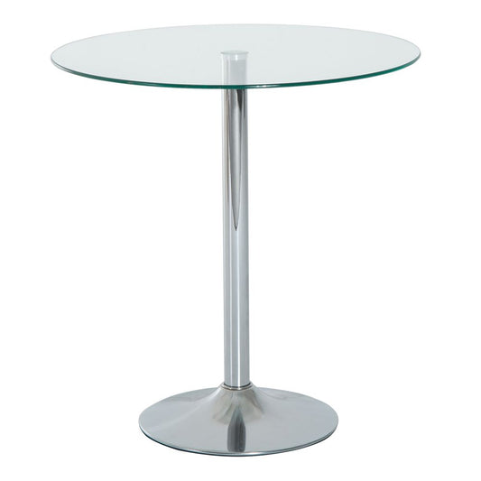 Bistro Round Dining Table with Tempered Glass Top for Kitchen or Pub Counters