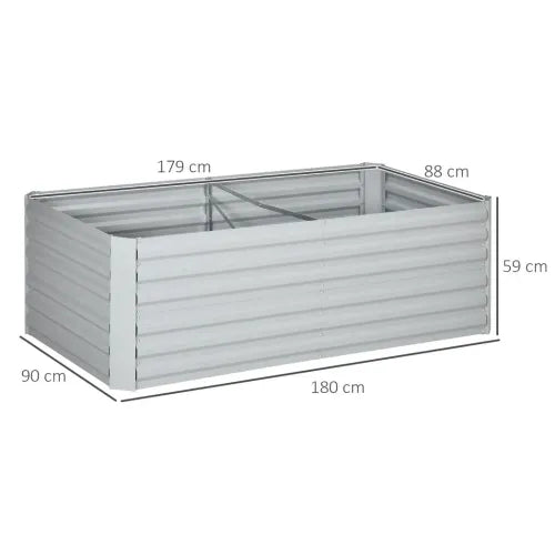 Sturdy Galvanised Steel Raised Garden Bed - 180x90cm Outdoor Planter