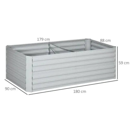 Sturdy Galvanised Steel Raised Garden Bed - 180x90cm Outdoor Planter