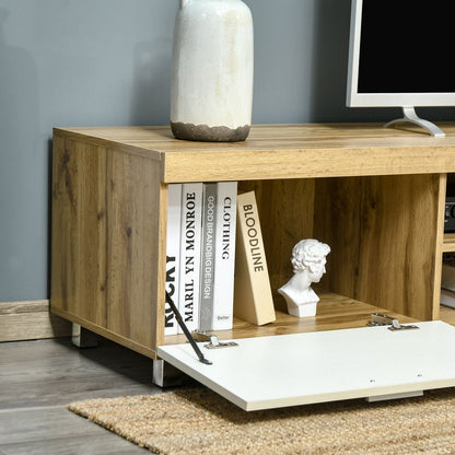 Light Brown Modern TV Unit with Cabinet Shelf for Living Room