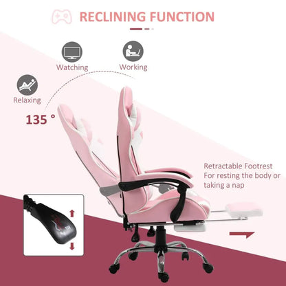 Pink Gaming Chair with Lumbar Support, Ideal for Home Office and Relaxation