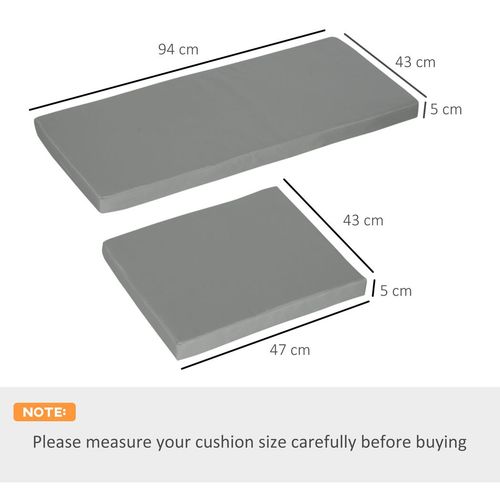 3 Piece Outdoor Cushion Pad Set for Garden Furniture Cushions, Dark Grey